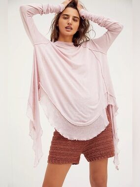 We the Free Light Pink Long Sleeve Layered Tunic Small EXCELLENT CONDITION